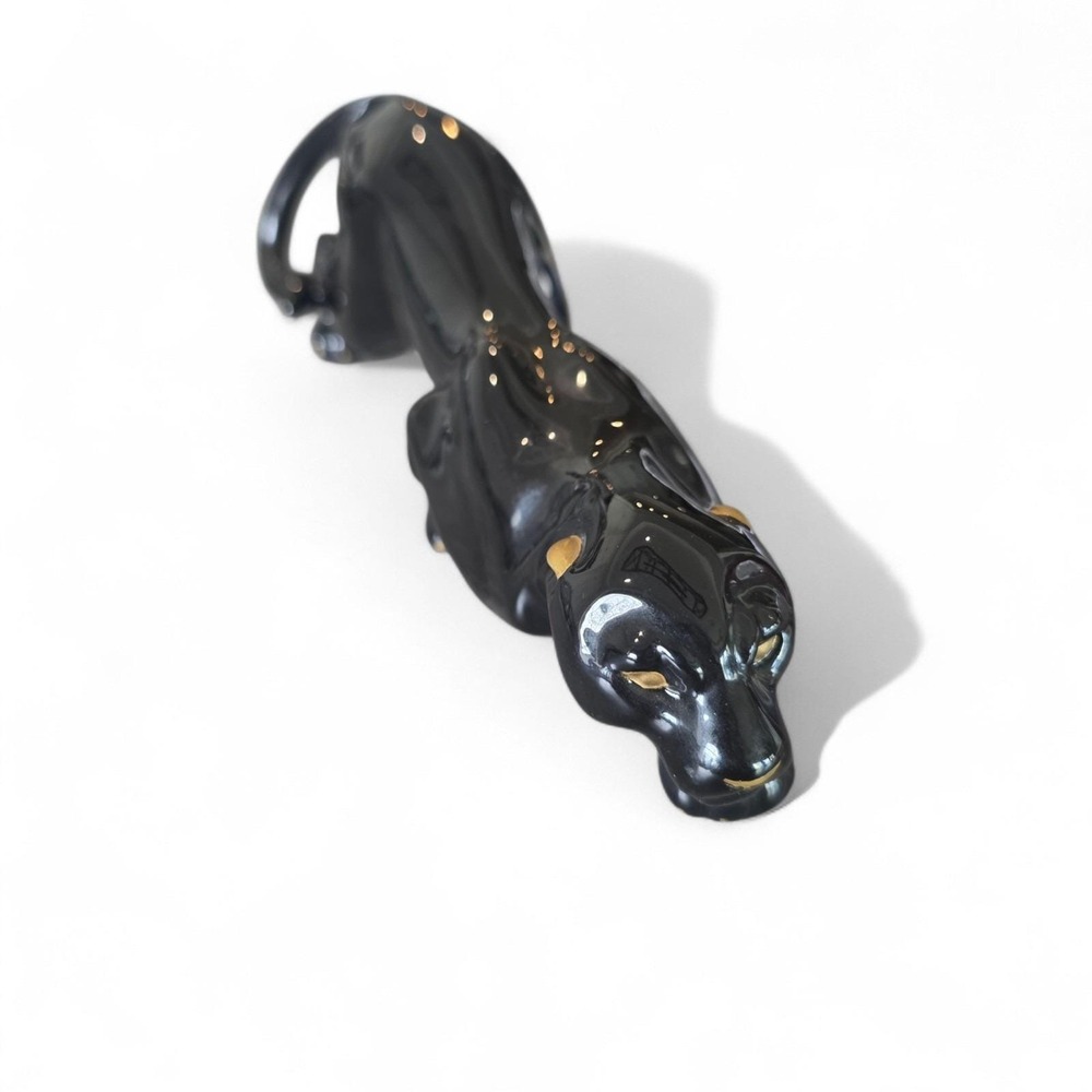Lenox Cat MCM 1994 Fine Porcelain 24k Gold Details Panther Midnight Prowl 9" - Picture 6 of 13